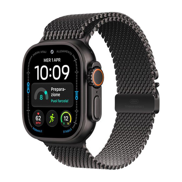 Apple Watch Ultra 4 GPS + Cellular 49mm Titanio-Loop milanese Nero - Small